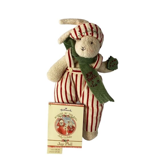Bunnies By The Bay Hallmark Plush 9" Bunny Doll With Tag Joy Phil Christmas Vtg - Picture 1 of 6